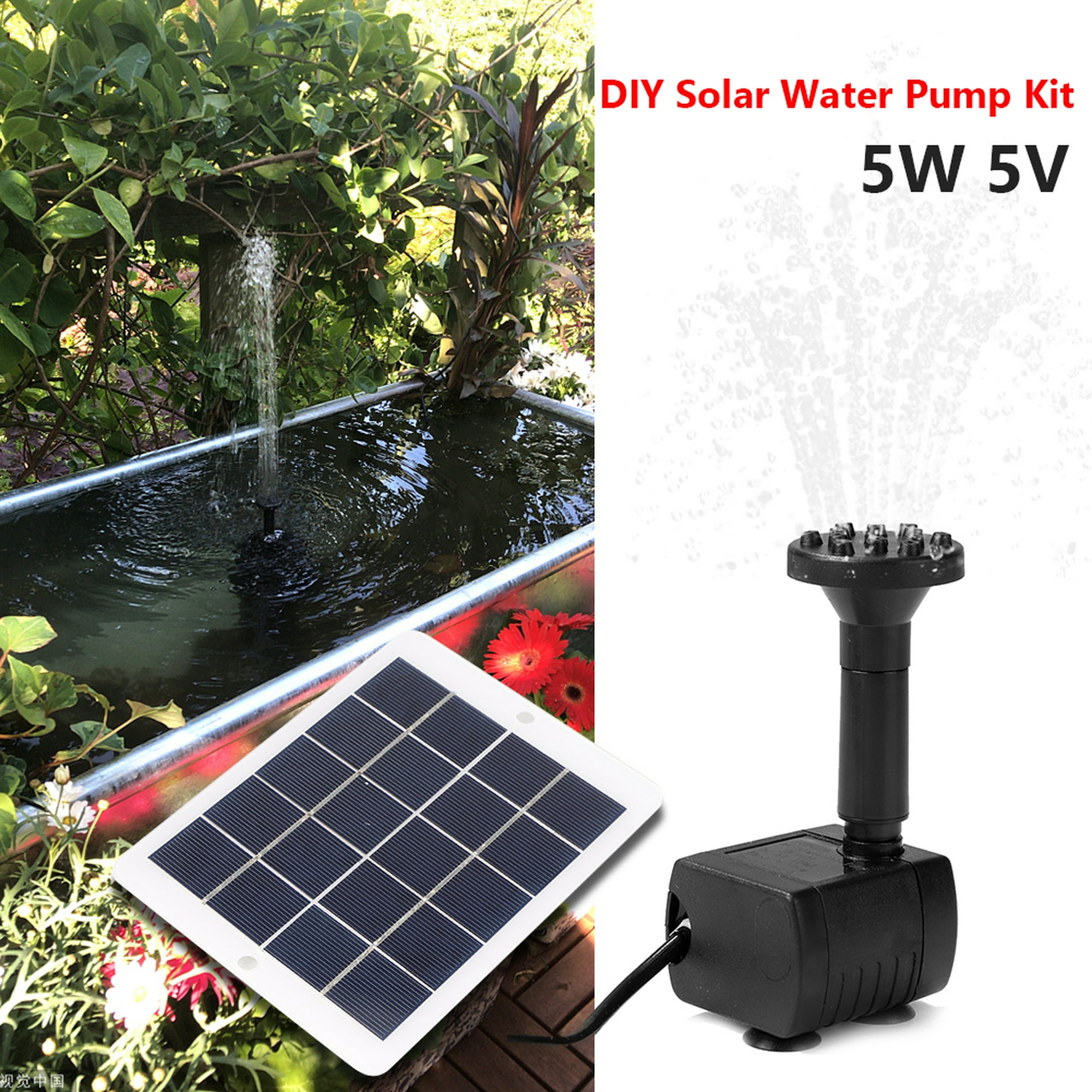 Kit de bomba de agua de Fuente Solar, fuente de agua alimentada