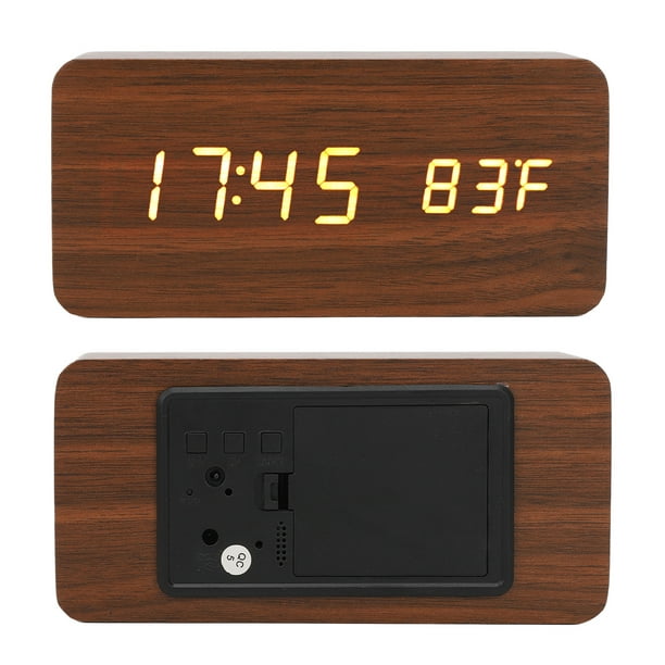 OCT17 Reloj despertador de madera, reloj despertador de madera, reloj  digital LED inteligente para dormitorio/escritorios, mejorado con  temperatura de