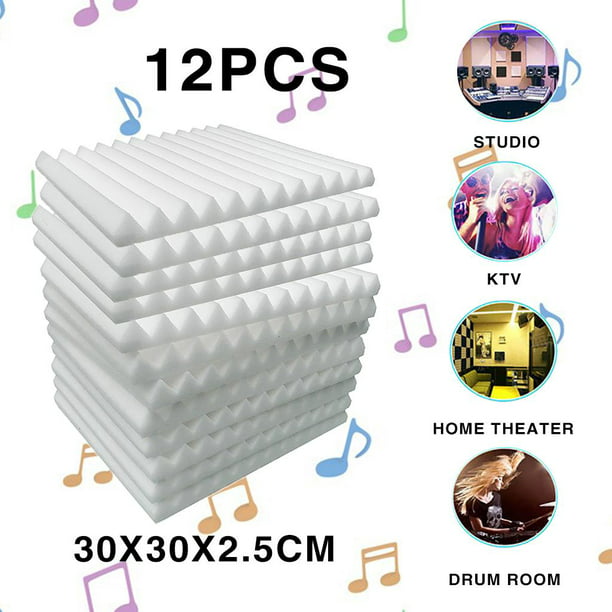 Panel de espuma acústica de insonorización Amortiguación de ruido de pared  de esponja de absorción acústica , blanco Gloria Panel de espuma acústica