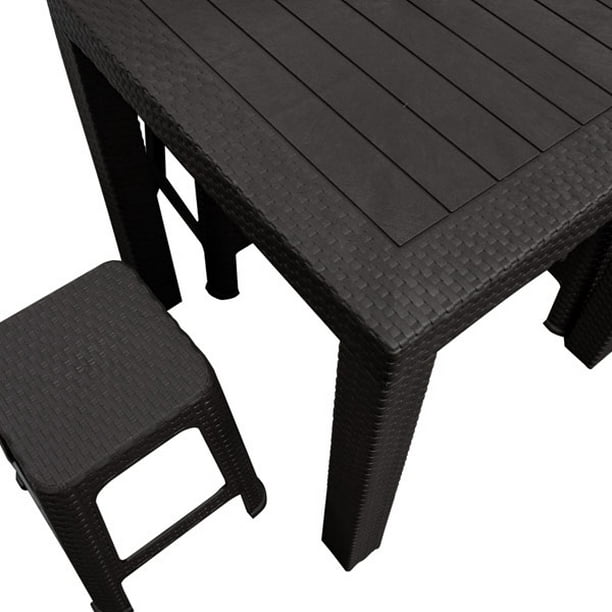 Conjunto mesa fija 70×70 y 2 sillas jardín gris - Tokyo