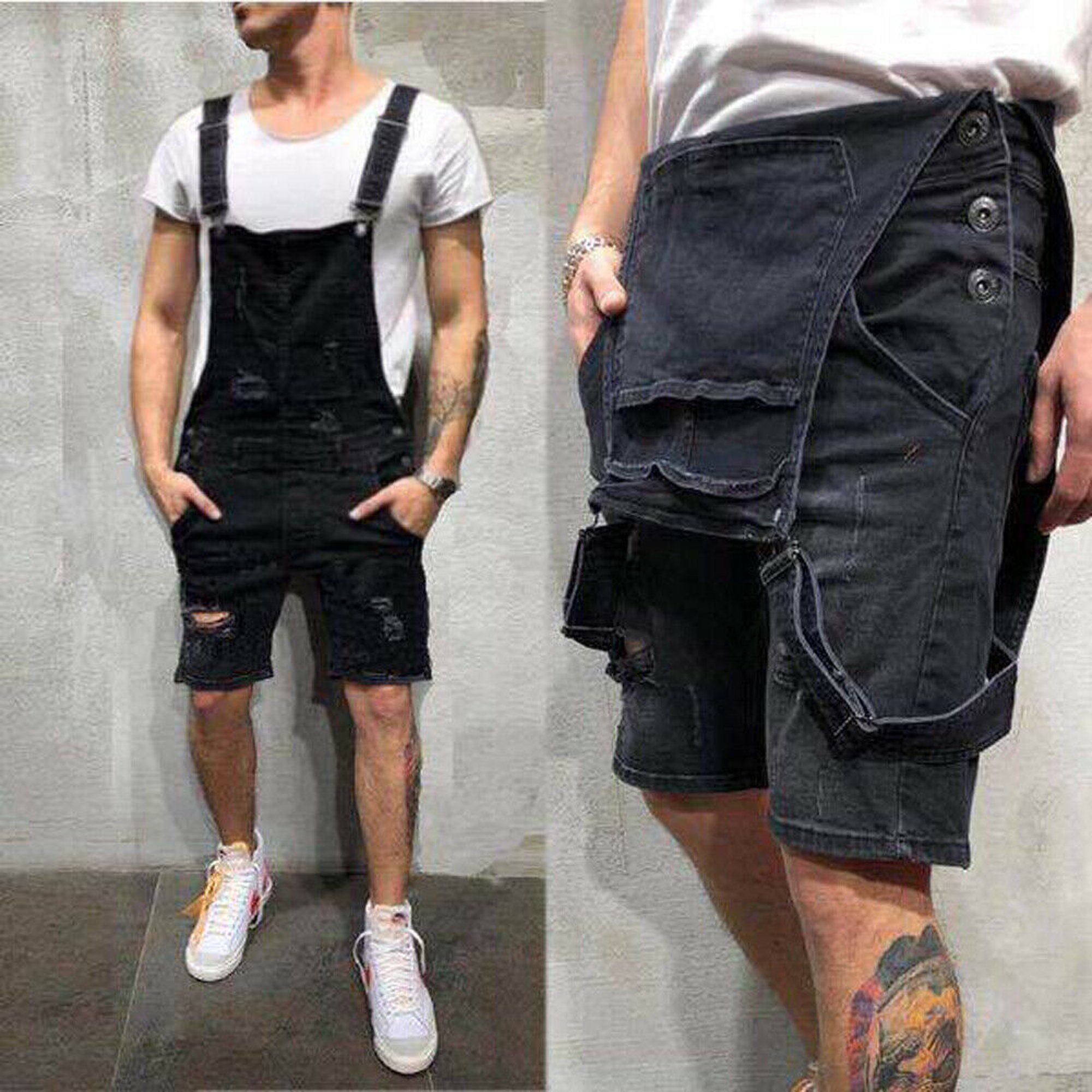 BIISDOST Mono corto de verano para hombre, pantalones cortos, de manga  corta, mono para hombre, chándal con bolsillo, mono de verano, pantalones  de