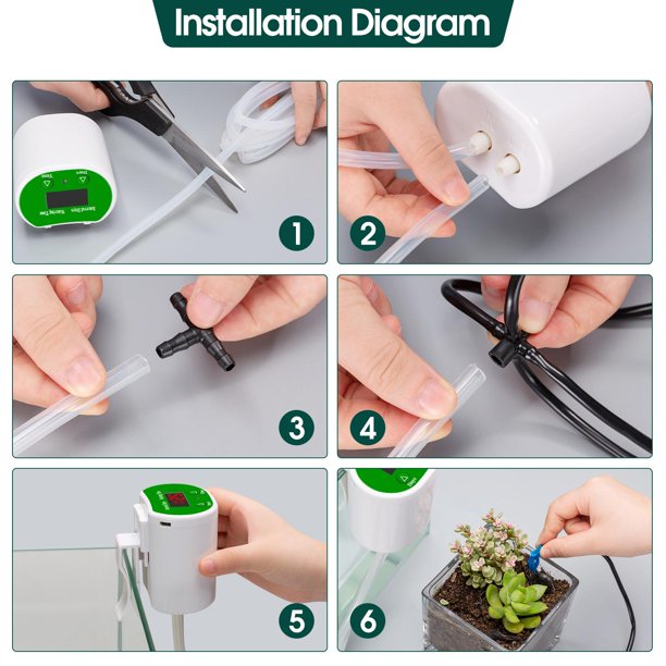  Sistema de riego automático para plantas en maceta,  dispositivos de riego automático de plantas con 4 goteros de riego y 2  aspersores cargables : Patio, Césped y Jardín