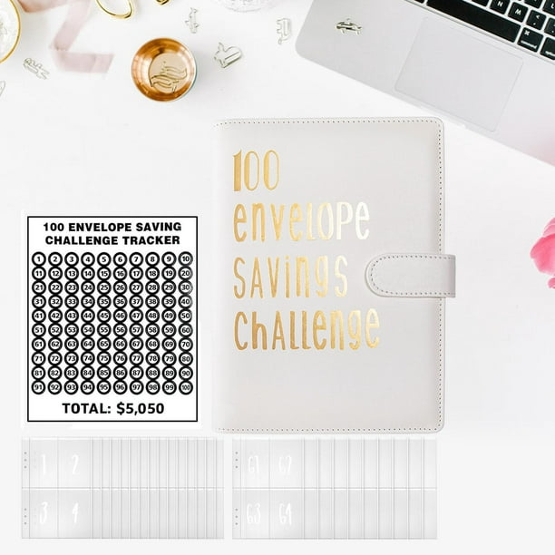 100 sobres Carpeta de desafíos para ahorrar dinero, libreta de ahorro,  planificación y ahorro brillante kusrkot Guardar carpeta de desafíos