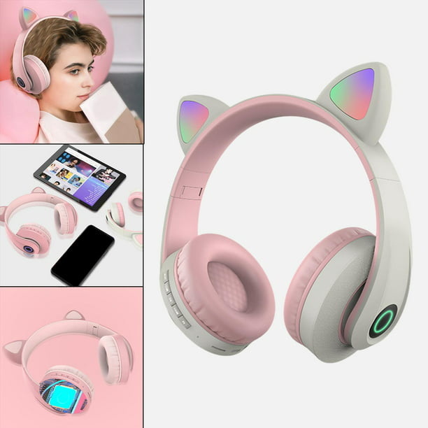 auricular inalámbrico con orejas de gato de baja latencia compatible con  Bluetooth regalo para niña Hugtrwg