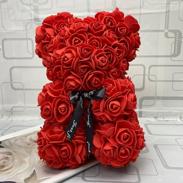 Black Regalo del Día de San Valentín, rosa roja de 25cm, oso de peluche,  flor rosa, decoración Artificial, regalos de Navidad, regalo de San  Valentín para mujer YONGSHENG 8390611758554