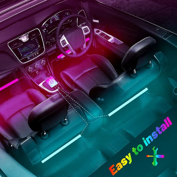 Tira de luz interior LED para coche, 16 Millones de Colores Luces