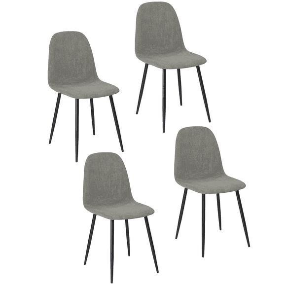 juego de 4 sillas de comedor gris asiento de felpa tubo de metal diseño homemake furniture escandinavo minimalista