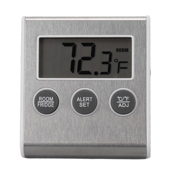  JLENOVEG Termómetro digital para congelador/nevera con imán y  stander Termómetro digital para refrigerador con indicador de alarma LED,  termómetro de congelación de memoria máxima/mínima : Hogar y Cocina