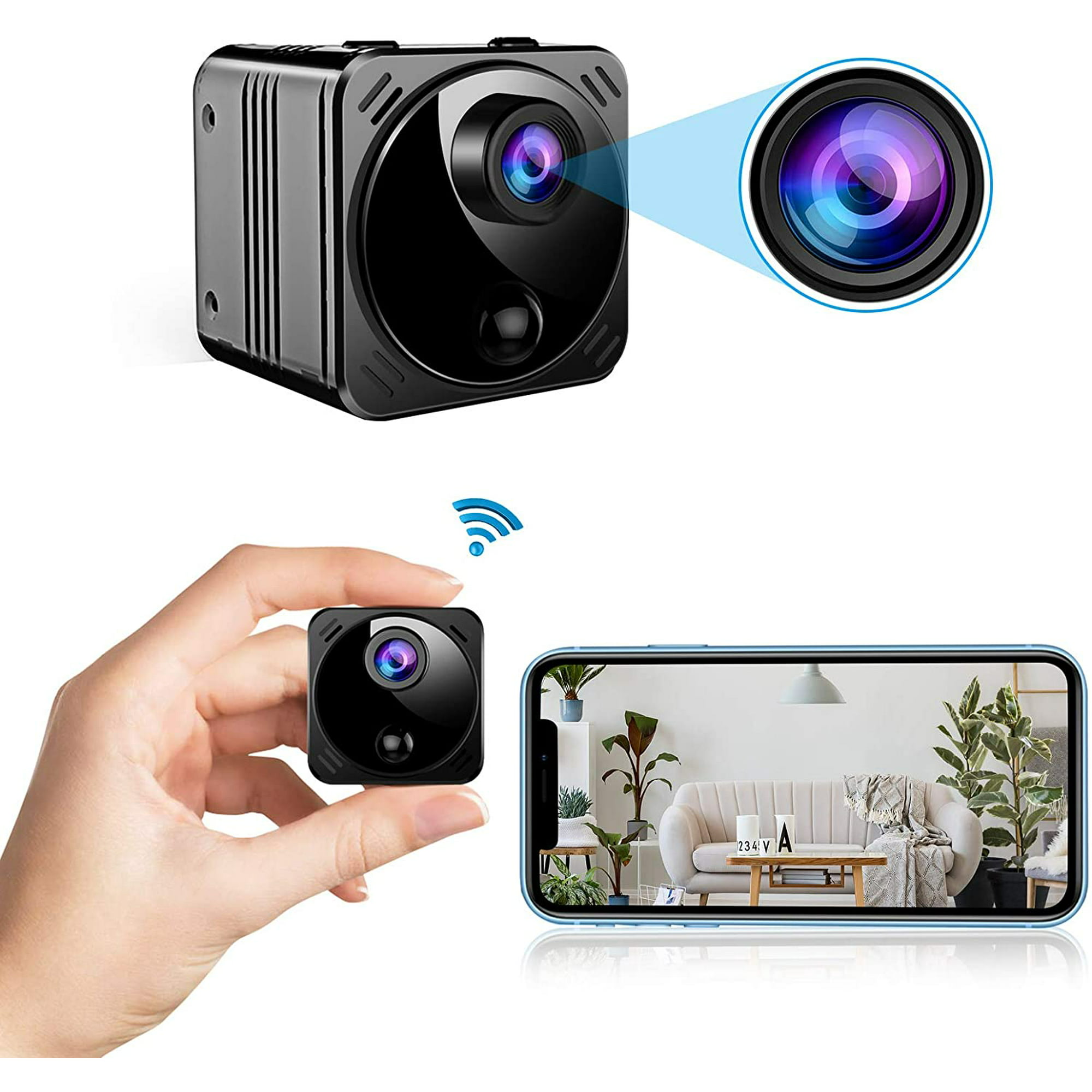 Mini cámara espía Cámaras ocultas inalámbricas WiFi - Real 1080P HD Cámara  oculta para niñera con aplicación de teléfono celular, pequeña cámara de  seguridad encubierta con detección de movimiento de visión nocturna