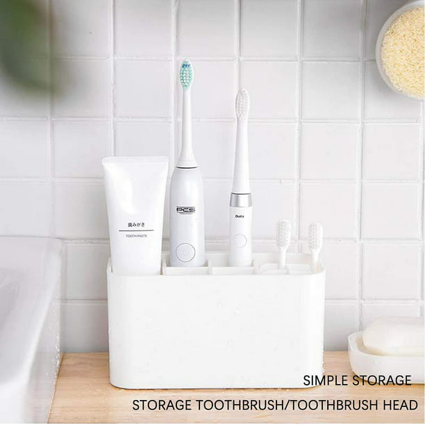 Soporte eléctrico para cepillos de dientes con 1 ranura de soporte de  carga, 1 soporte para cepillos de dientes y 4 cabezales de almacenamiento  de
