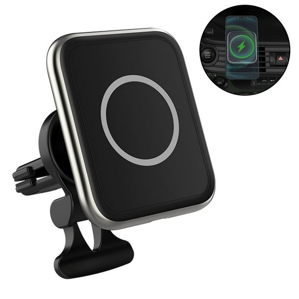 Cargador MagSafe para coche, aleación de zinc de 15 W, carga rápida,  magnético, inalámbrico, soporte para teléfono, compatible con iPhone 15 Pro  Max