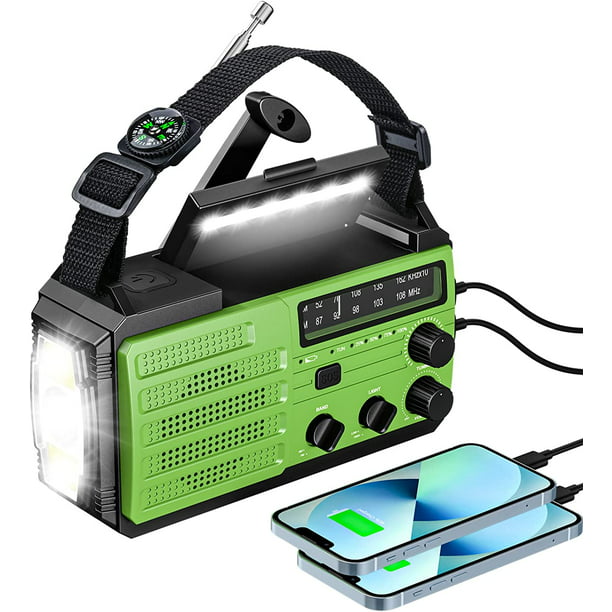 Radio de emergencia portátil Radio solar Batería recargable de 8000 mAh  Radio AM / FM con alarma SOS y linterna Cargador de teléfono Brújula para  acampar al aire libre Senderismo JAMW Sencillez