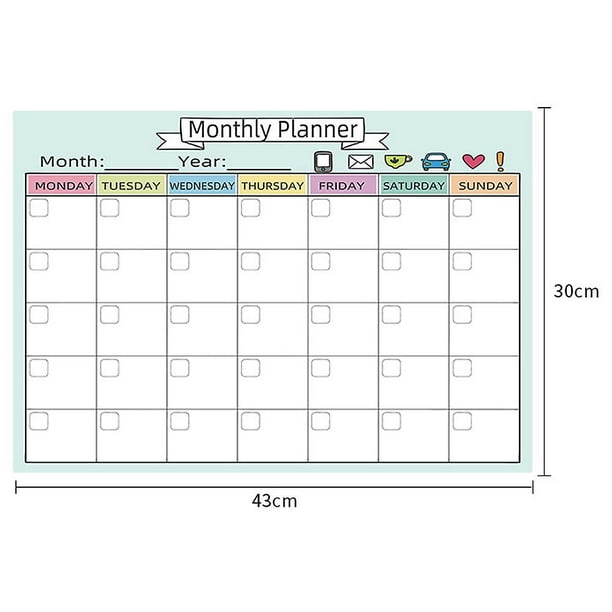 Calendario magnético para refrigerador de borrado en seco con 5 marcadores,  calendario mensual para refrigerador y lista de hoy, pizarra blanca para
