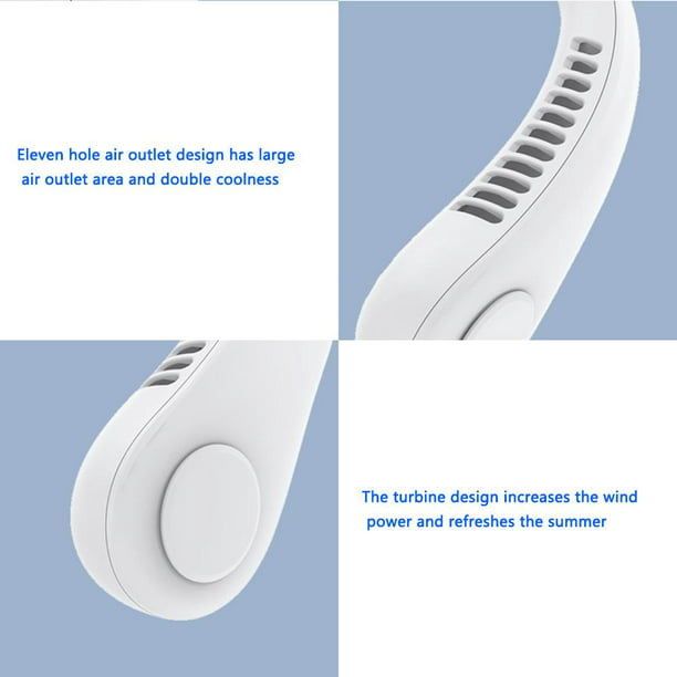 Mini ventilador de cuello USB recargable sin aspas ventilador cuello aire  acondicionado (blanco) Hugtrwg Para estrenar