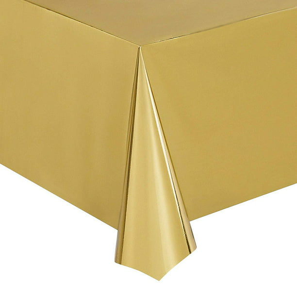 PixiPy Mantel desechable de plástico de alta calidad (paquete de 2, dorado,  40 x 108 pulgadas), elegante mantel para fiestas, fácil limpieza e ideal