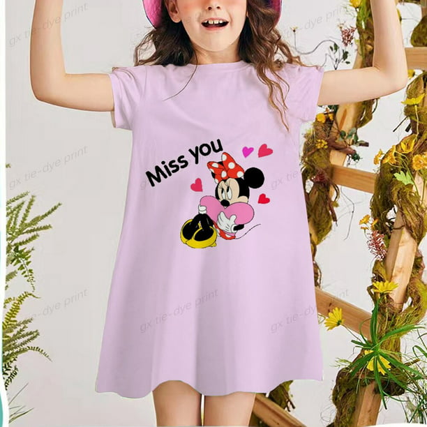 Nuevo de princesa de verano para niñas vestido de manga corta dulce Disney Minnie Mickey Mouse estampado Vestidos ropa bebé niños ropa 3T Gao Jinjia | Walmart en línea