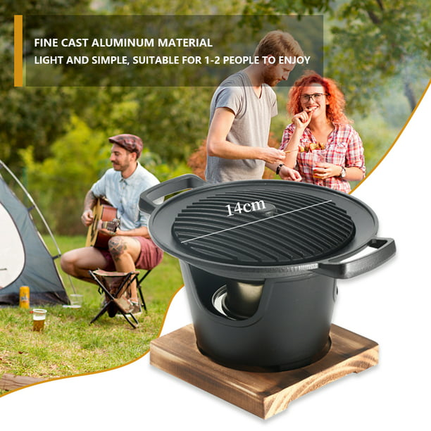 minifinker Pequeña estufa de barbacoa, resistente al calor, de grado  alimenticio, de aluminio fundido, portátil, portátil, para picnic al aire  libre