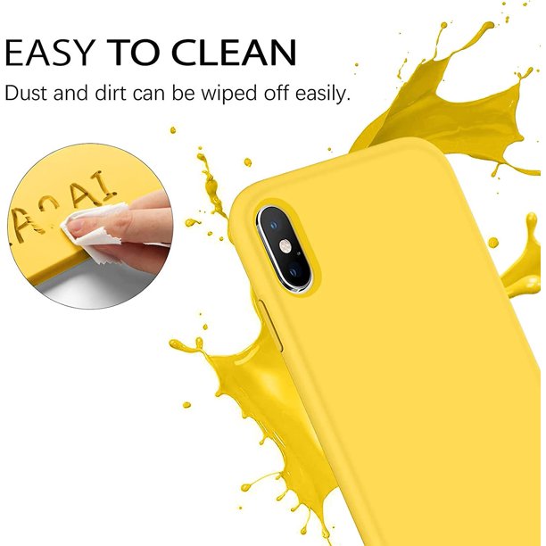 Funda para iPhone X, iPhone Xs, funda de silicona líquida delgada de goma  de gel a prueba de golpes, cojín de forro de tela de microfibra suave