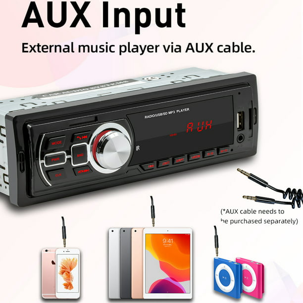 Radio Estéreo Digital para coche, reproductor MP3 de vídeo con Bluetooth,  Radio FM, Audio estéreo ISO, USB/SD, entrada auxiliar en el tablero, 1 Din