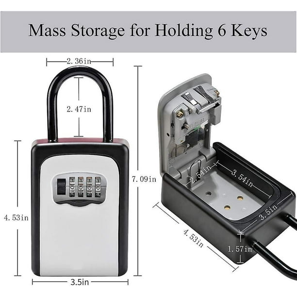 Caja de seguridad para llaves montada en la pared, caja fuerte portátil  resistente a la intemperie para llaves de casa con capacidad para 5 llaves,  código reiniciable, ideal para agentes inmobili YONGSHENG