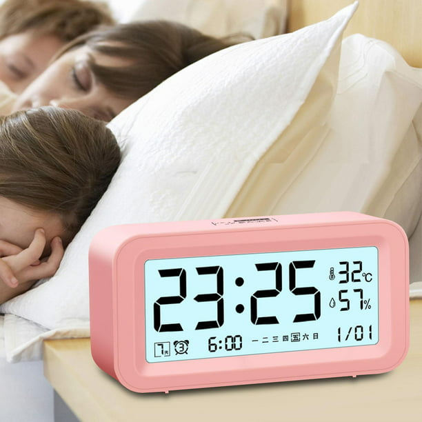Reloj despertador digital con repetición con temperatura, humedad, fecha,  inteligente, luminoso, volumen ajustable, brillo para escritorio, oficina,  v