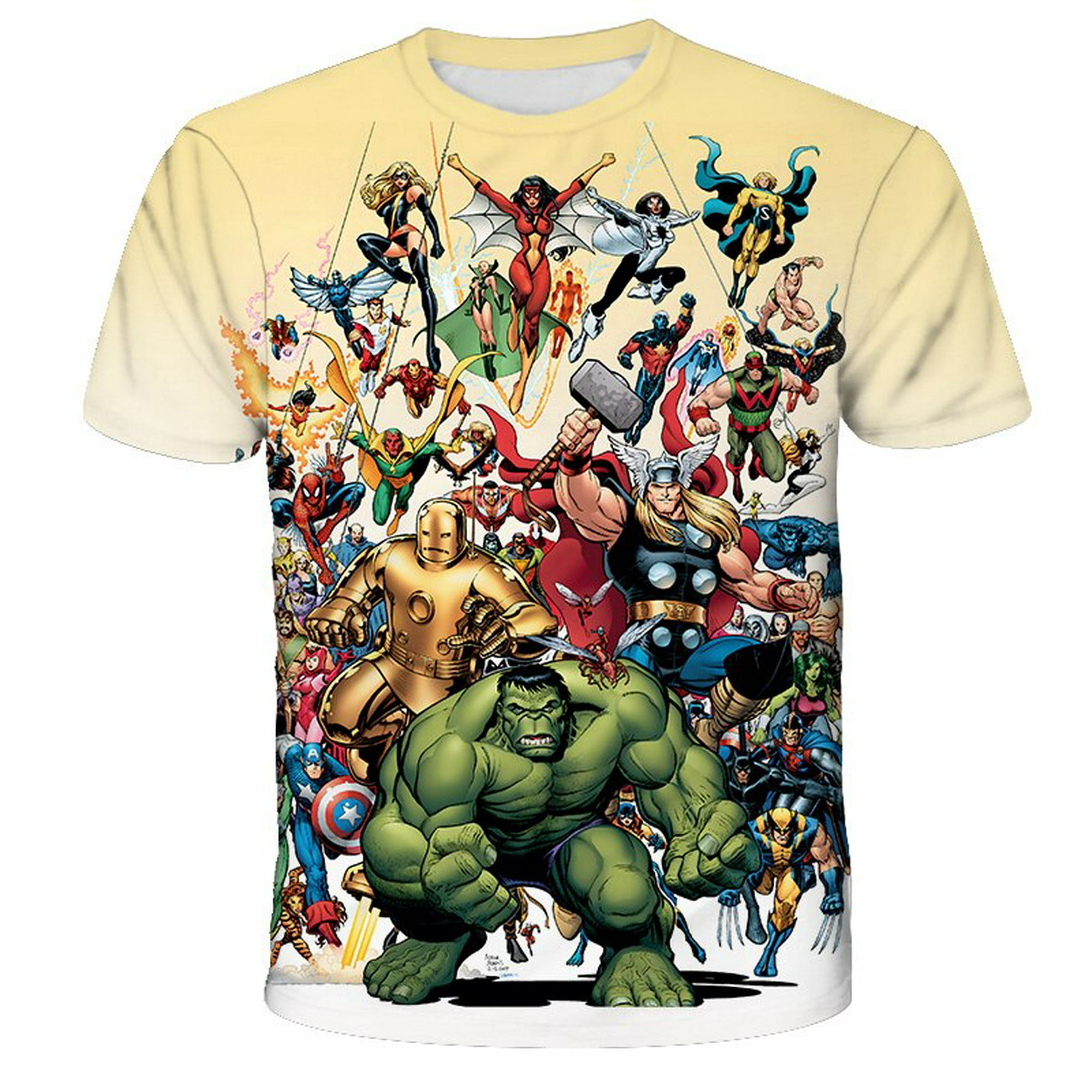 Marvel Superheroes Spiderman T-shirt Kid T Shirts Boys T-shirts Children's  Short-sleeved Kids Hulk Captain America Clothes Tee11T Gong Bohan LED