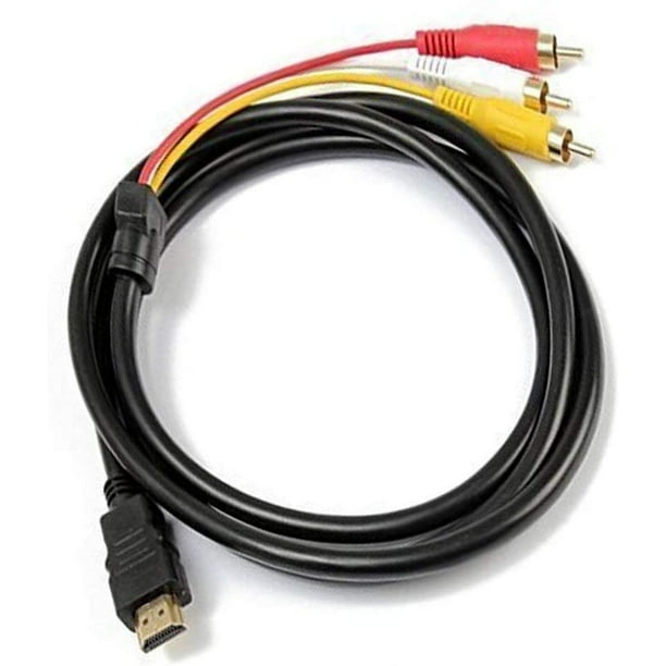  Chenduomi Cable HDMI a RCA TV HDMI macho a 3 RCA hembra AV  Cable Convertidor de Componentes de Audio de Video Cable Adaptador 1080P  Cable para HDTV Negro 5 pies/4.9 ft 