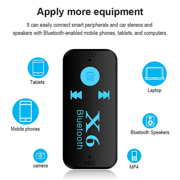 Adaptador Bluetooth Aux para coche X6 con soporte para tarjeta TF