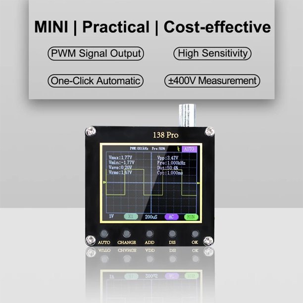 Osciloscopio de Mano Portátil, Osciloscopio Digital 3 en 1, Ancho