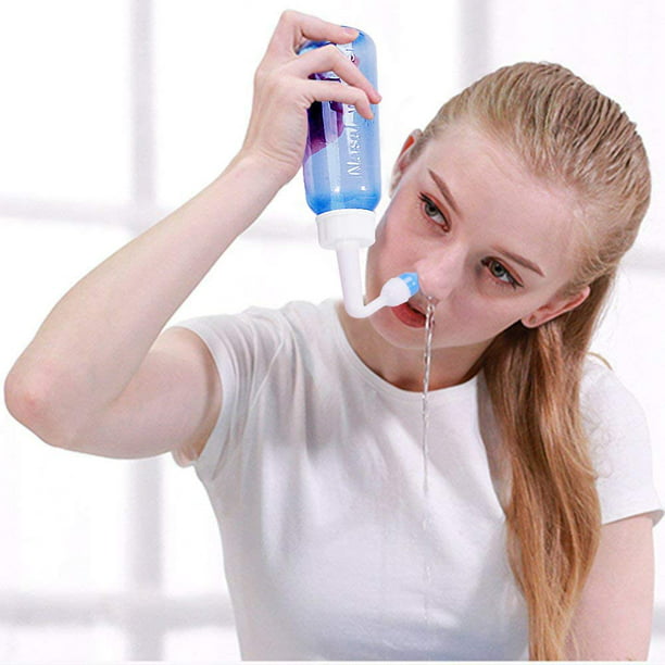 Neti Pot - Botella de lavado nasal de 10.1 fl oz, limpiador de nariz para  adultos y niños, sin BPA, cuidado de la nariz, rinitis nasal alérgica y