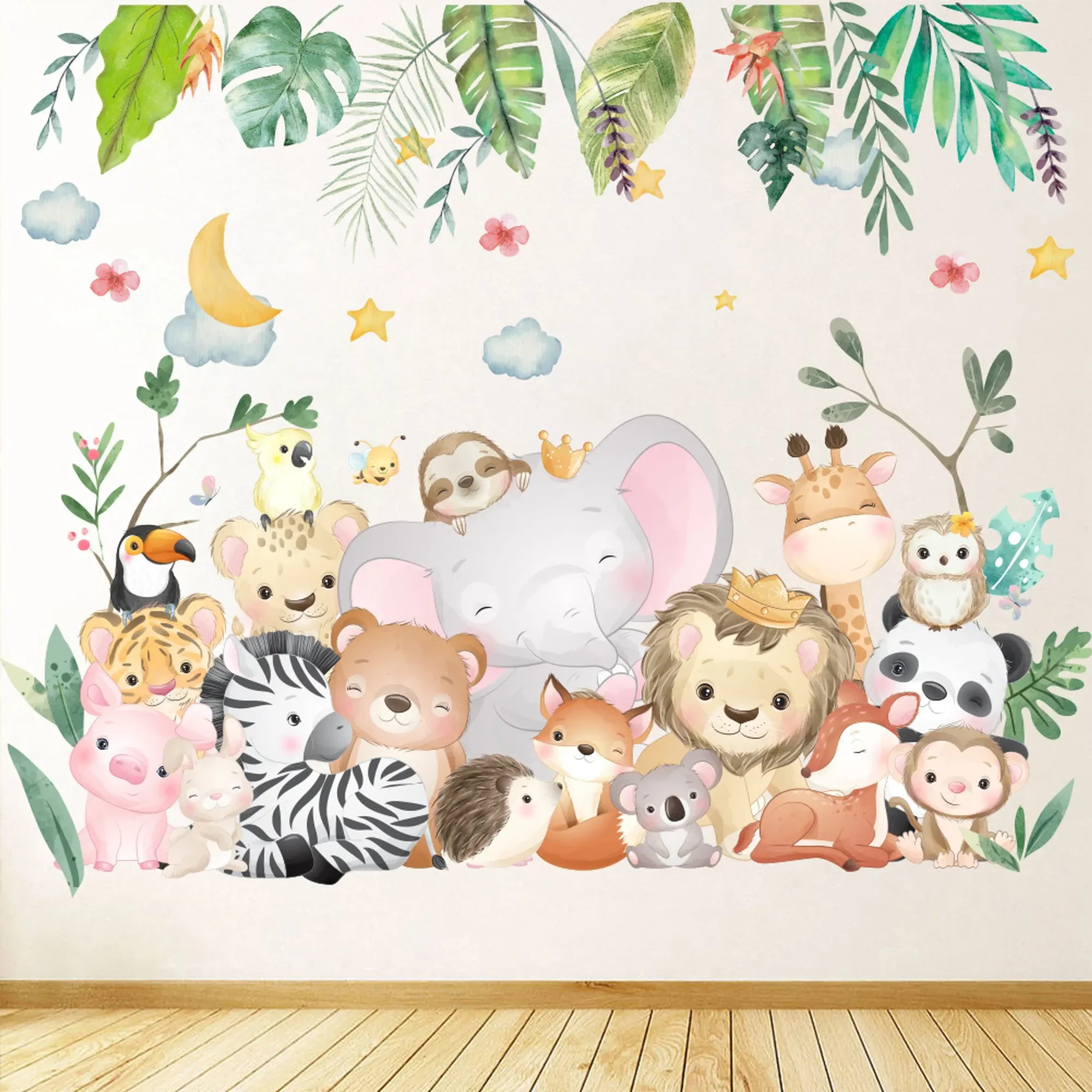Decoración Habitación Bebé Vinilo Pegatinas De Pared Animales Jungla -  Vinilo Decorativo Con Cebra, Ciervo, Koala | Ideal Para Habitación Infantil  O Guardería Vinilos Decorativos Safari, image size:2000x2000
