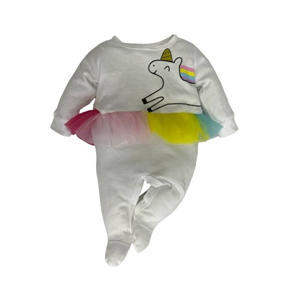 mameluco de algodón manga larga estampado con tutu kiss unicornio baby kisses mameluco0201