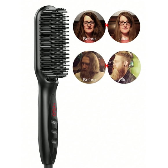 1pc multifunctional ceramic heated straightening brush by preventing burns for beard and hair suitable for home use travel and personal care its a