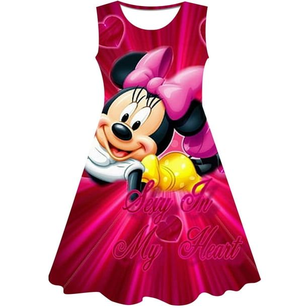  Disfraz de dibujos animados para niñas, vestido de Minnie Mouse, vestido de princesa de Minnie Mouse de verano para niños, ropa 3D para fiesta de cumpleaños 9T Gao Jinjia LED