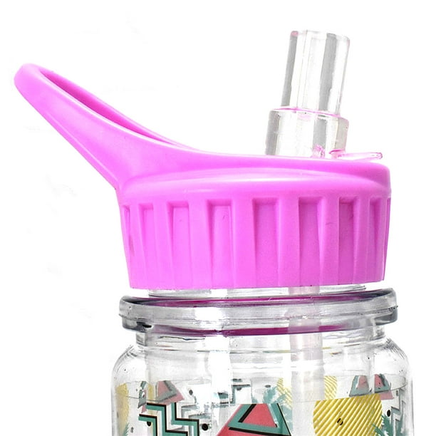 Botella para agua de 550 ml con popote flip-up y diseño con glitter de  estrellas rosa Valtari Botella para agua con diseño con glitter de  estrellas rosa