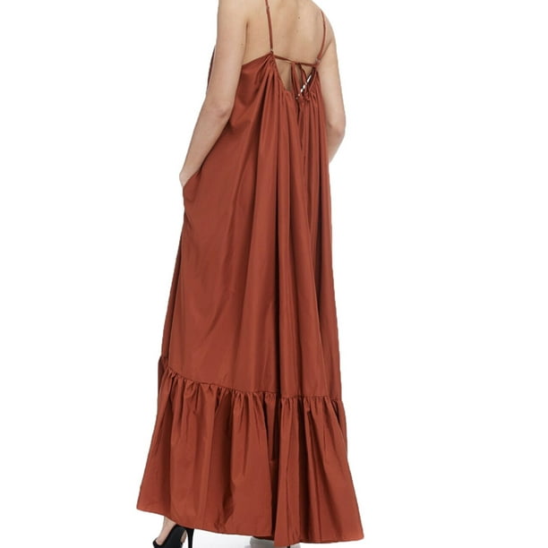 Vestimenta Casual Vestido de tirantes sin espalda para mujer Vestido  elegante con botones sin mangas Cgtredaw Rojo 4Xl para Mujer