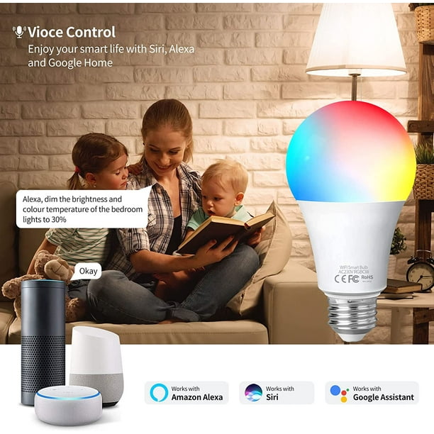 Lampara Bombilla Foco Inteligente Compatible Con Google Siri Alexa Cambia  Color