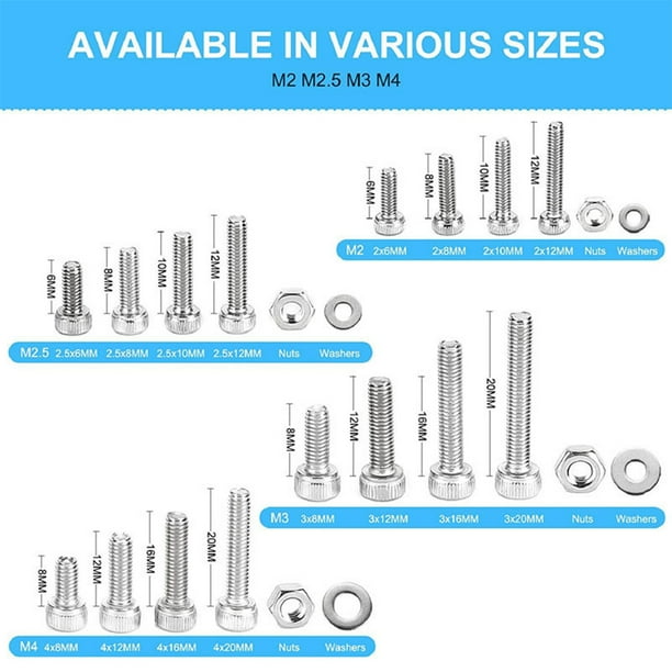 Surtido de tuercas y tornillos, Métricos, M4 / M5