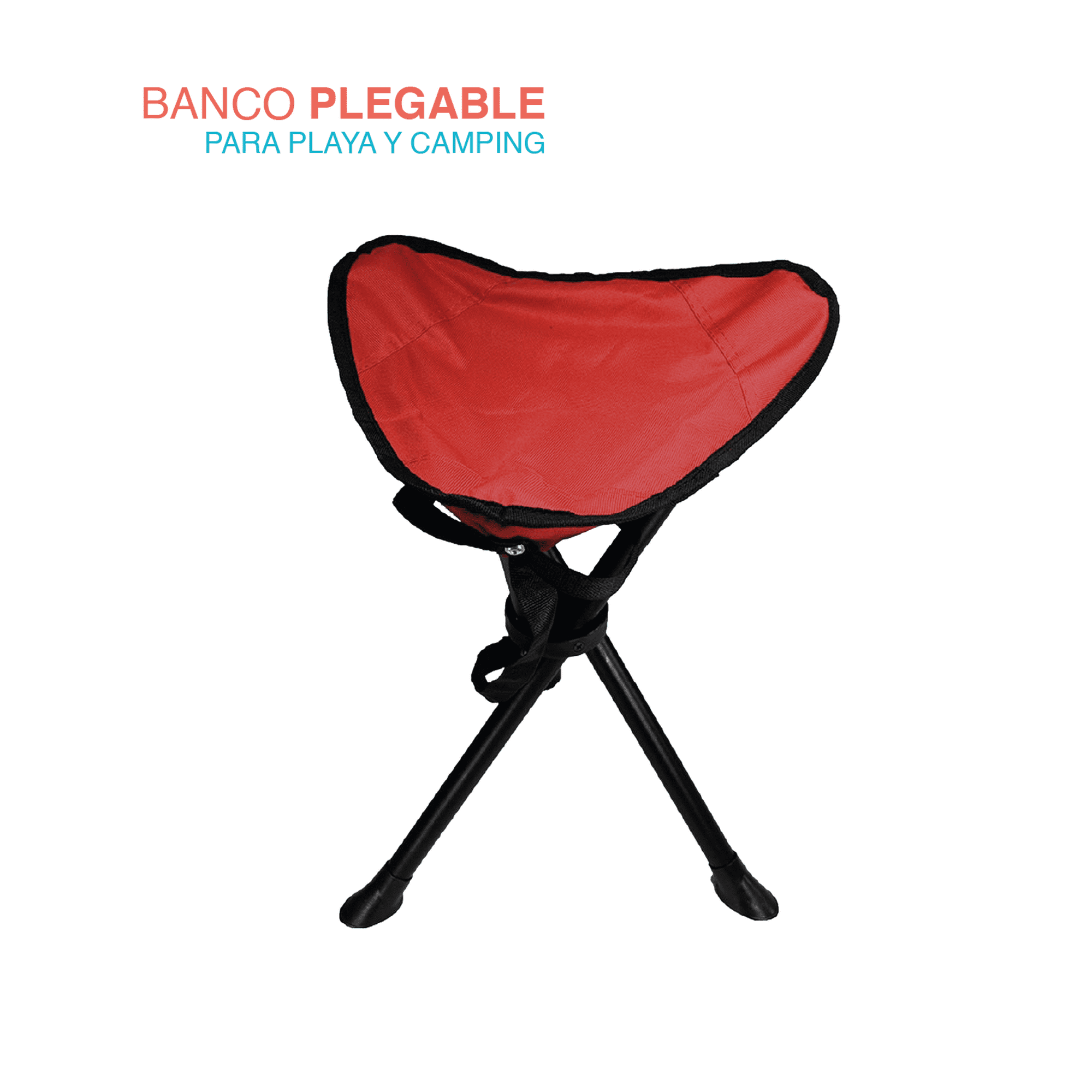 Banquito Plegable Redondo Plástico Rojo