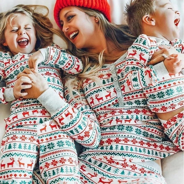 2023 Christmas Moose Family Matching Pajamas Set New Year's Clothes Adults  Kids Sleepwear Baby Rompers Soft Loose Xmas Outfits