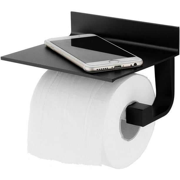 Soporte de papel higiénico con estante de níquel cepillado, accesorios de  baño modernos de acero inoxidable 304, almacenamiento de dispensador de  rollos de papel Zhivalor 2035025-1