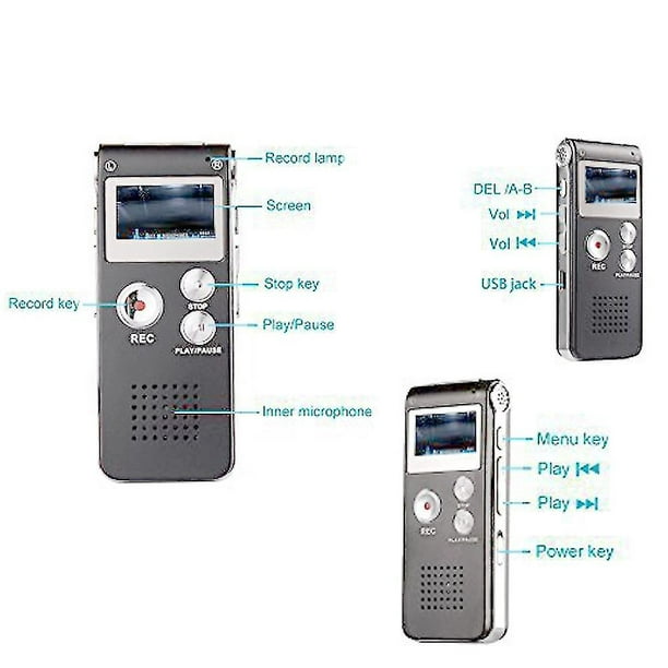 Comprar La grabadora de voz profesional más pequeña de 8 GB, audio digital,  mini dictáfono + reproductor de MP3