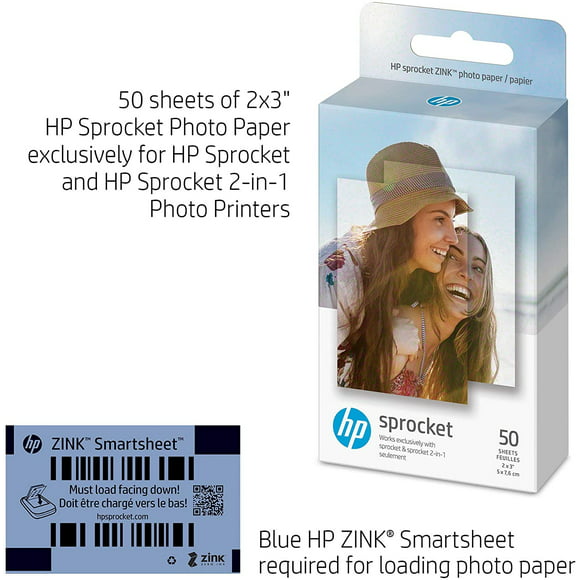 hp sprocket 2x3 premium zink sticky back photo paper 50 hojas compatible con impresoras fotográficas hp sprocket
