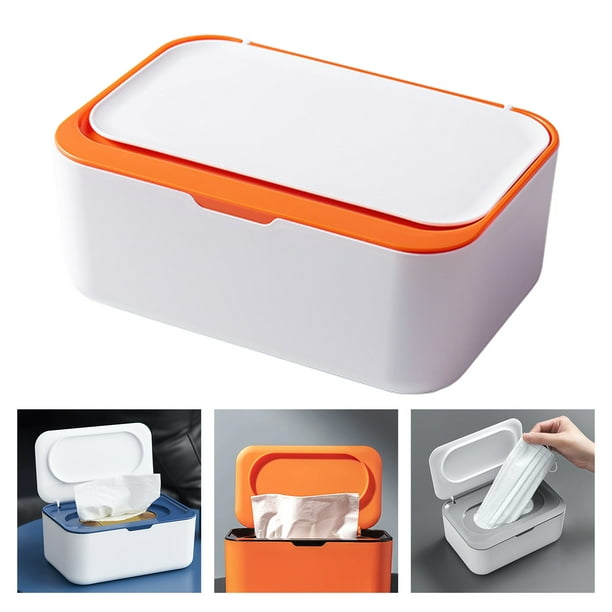 Caja de almacenamiento de toallitas húmedas, paquete de 2 cajas de  almacenamiento de pañuelos con tapa, caja dispensadora de toallitas para  pañales