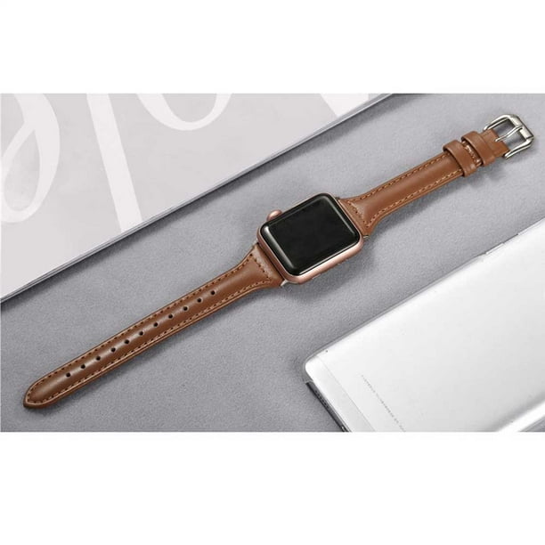 Correa De Cuero Vintage Leather Para Apple Watch Series Se 40mm Marrón