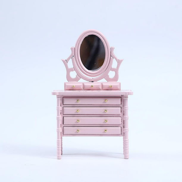 eterno encender un fuego Arturo Tocador de madera de abedul para casa de muñecas a escala 1:12 con tocador  de maquillaje con espejo perfke Cómoda de casa de muñecas | Walmart en línea