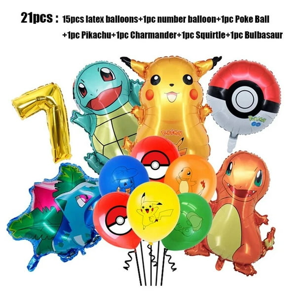 Suministros de decoración para fiesta de cumpleaños de Pokemon, decoración  de globos de Pikachu, vajilla desechable de feliz cumpleaños, fiesta de  papel para niños