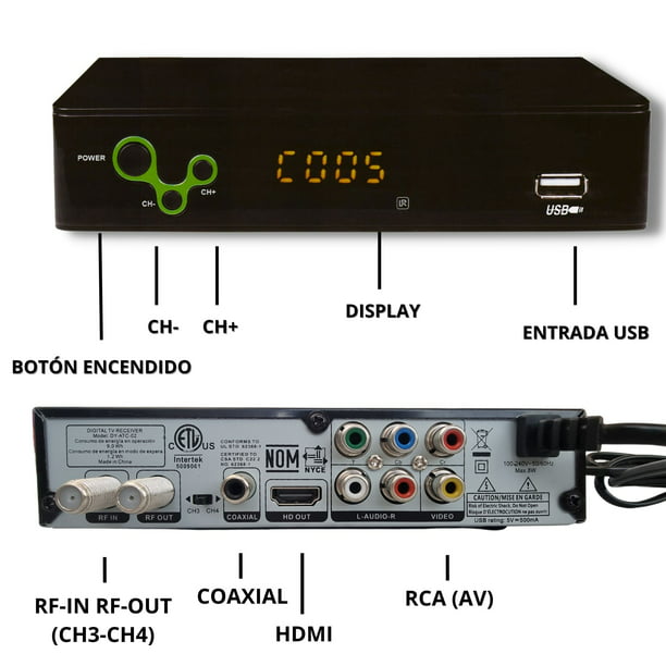 Decodificador digital para televisión, convertidor TV a canales digitales  de alta definición 1080p TV FULL HD señal digital HDMI DOSYU DY-ATC-02