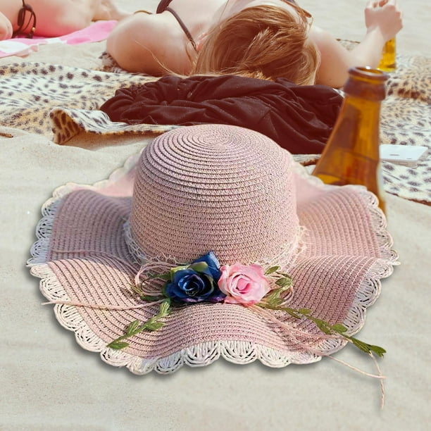 Sombreros de paja para mujer, sombrero con adornos de rosas a la moda, sombreros  para mujer, protección solar de verano, sombreros para mujer, verano  Salvador Sombrero de copa