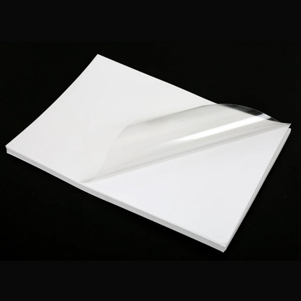 50 hojas tamaño A4 (8.25 x 11.7 pulgadas), papel adhesivo de vinilo  transparente para imprimir, se seca rápidamente, papel adhesivo impermeable  para